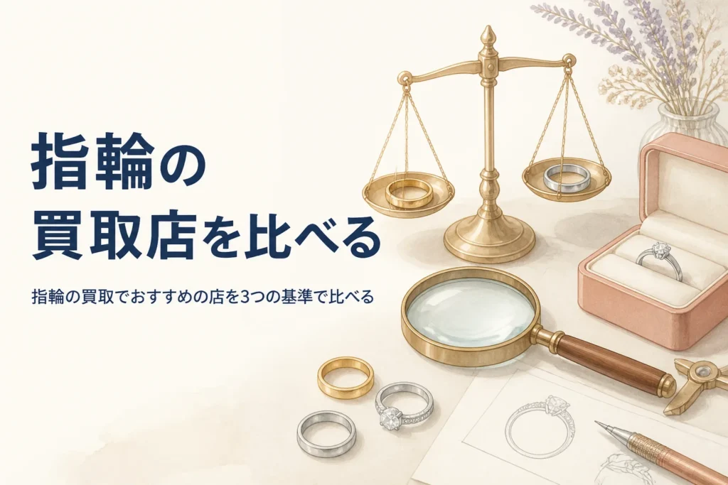 指輪の買取でおすすめの店を比べるイメージ