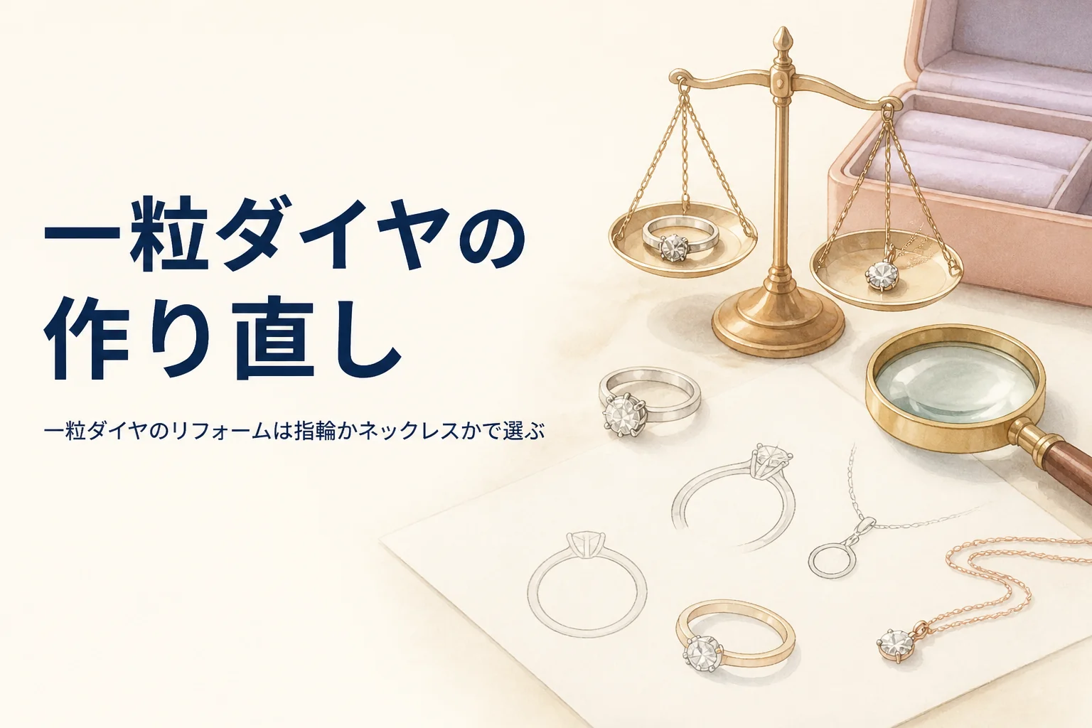一粒ダイヤのリフォームを表したアイキャッチ