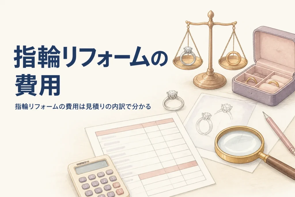 指輪リフォームの費用と見積りの内訳を表したアイキャッチ