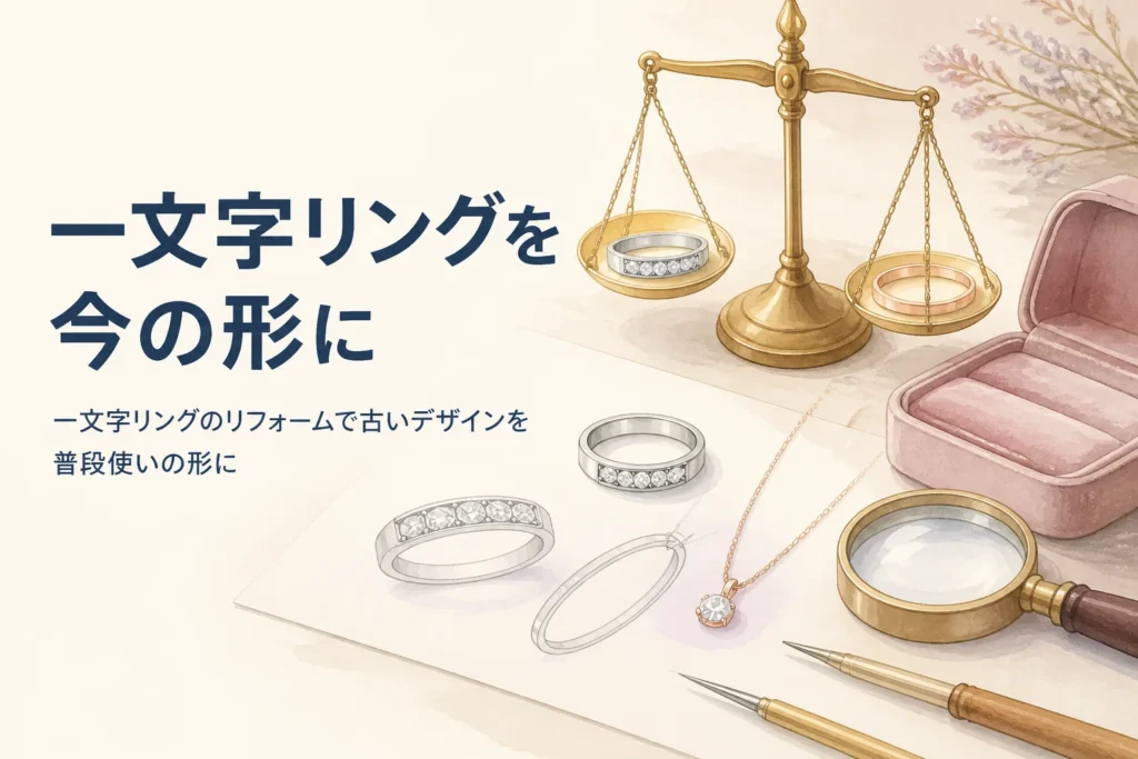 一文字リングをリフォームするイメージ