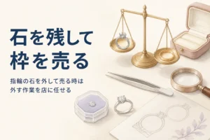 指輪の石を外して売る方法を表したアイキャッチ