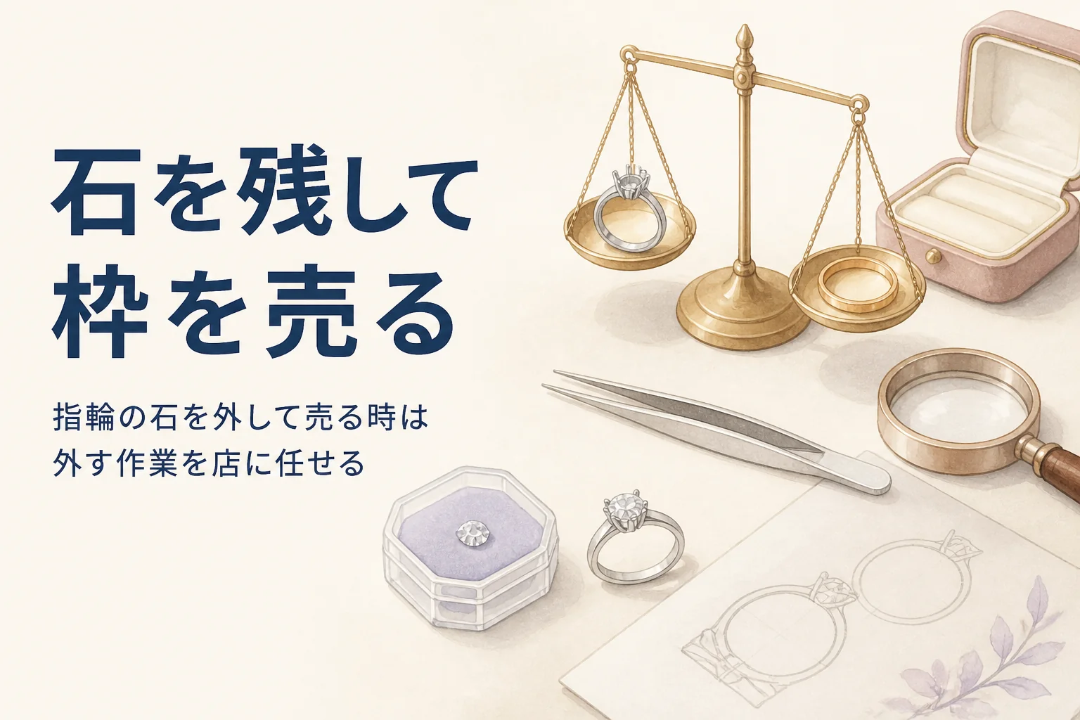 指輪の石を外して売る方法を表したアイキャッチ