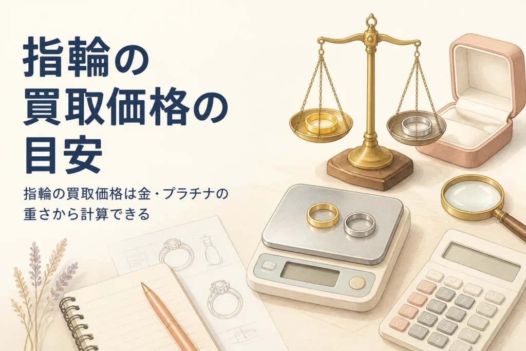 指輪の買取価格を重さから計算する方法を表したアイキャッチ