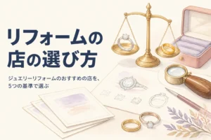 ジュエリーリフォームの店の選び方を表したアイキャッチ