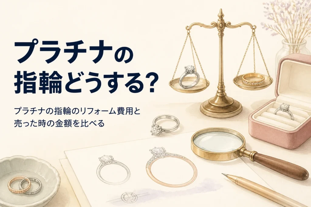 プラチナの指輪のリフォーム費用と売った時の金額を比べるイメージ
