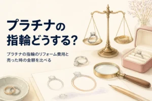 プラチナの指輪のリフォーム費用と売った時の金額を比べるイメージ