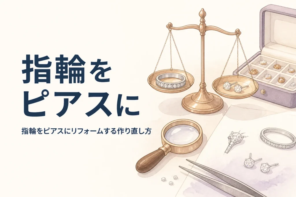 指輪をピアスにリフォームするイメージ
