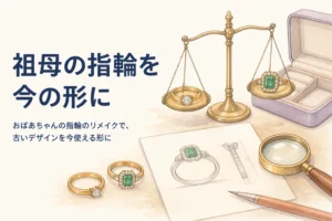 おばあちゃんの指輪のリメイクを表したアイキャッチ