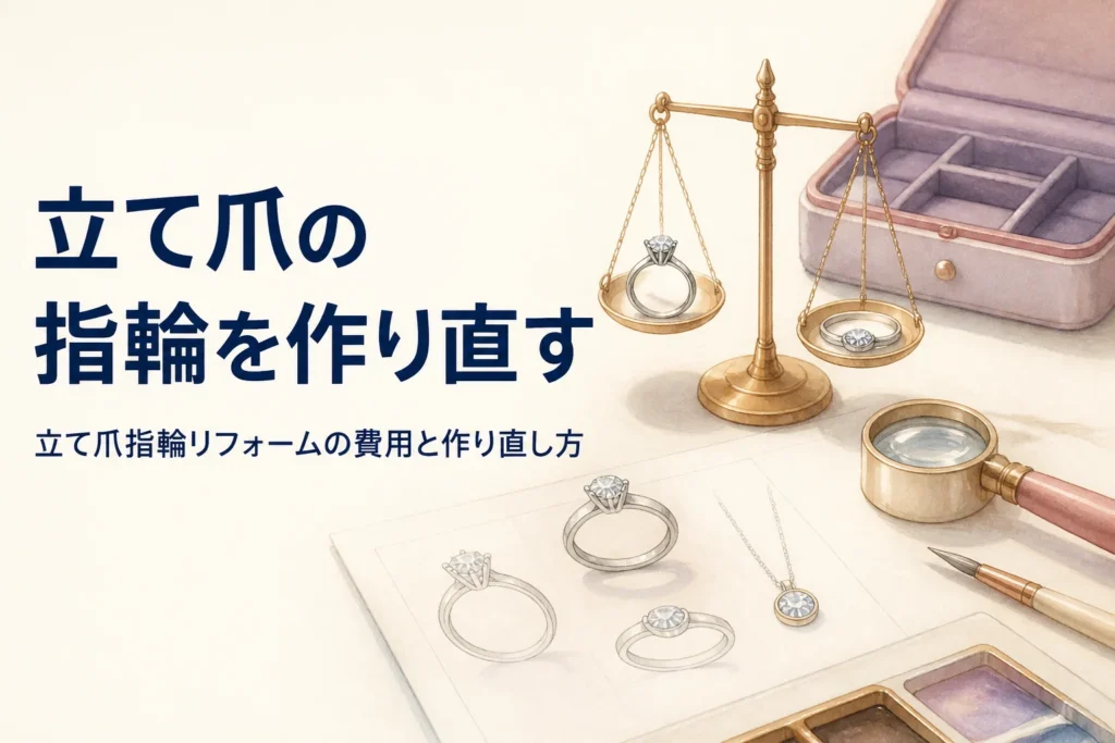立て爪の指輪をリフォームするイメージ