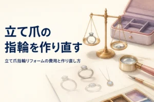 立て爪の指輪をリフォームするイメージ