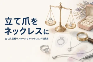 立て爪の指輪をネックレスにリフォームするイメージ