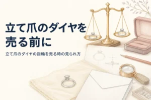 立て爪のダイヤの指輪を売る前に査定の見られ方を確かめるイメージ