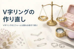 V字リングのリフォームを表したアイキャッチ