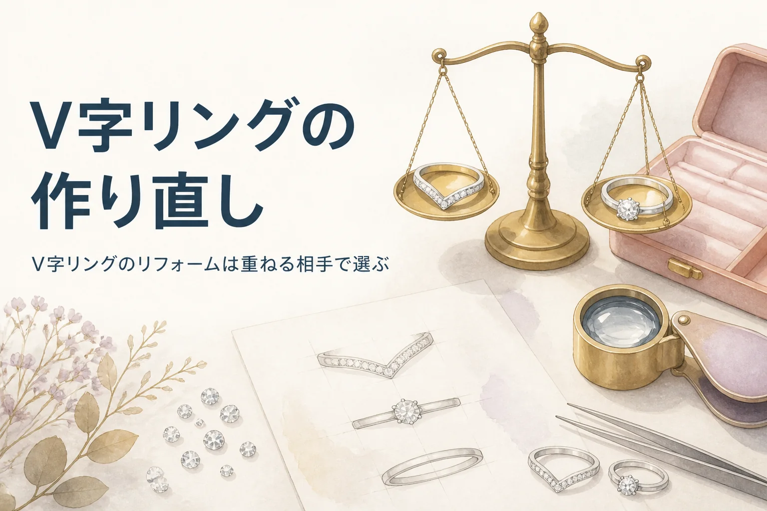 V字リングのリフォームを表したアイキャッチ