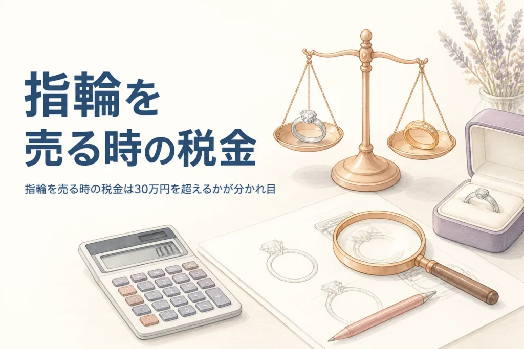 指輪を売る時の税金の考え方を表したアイキャッチ